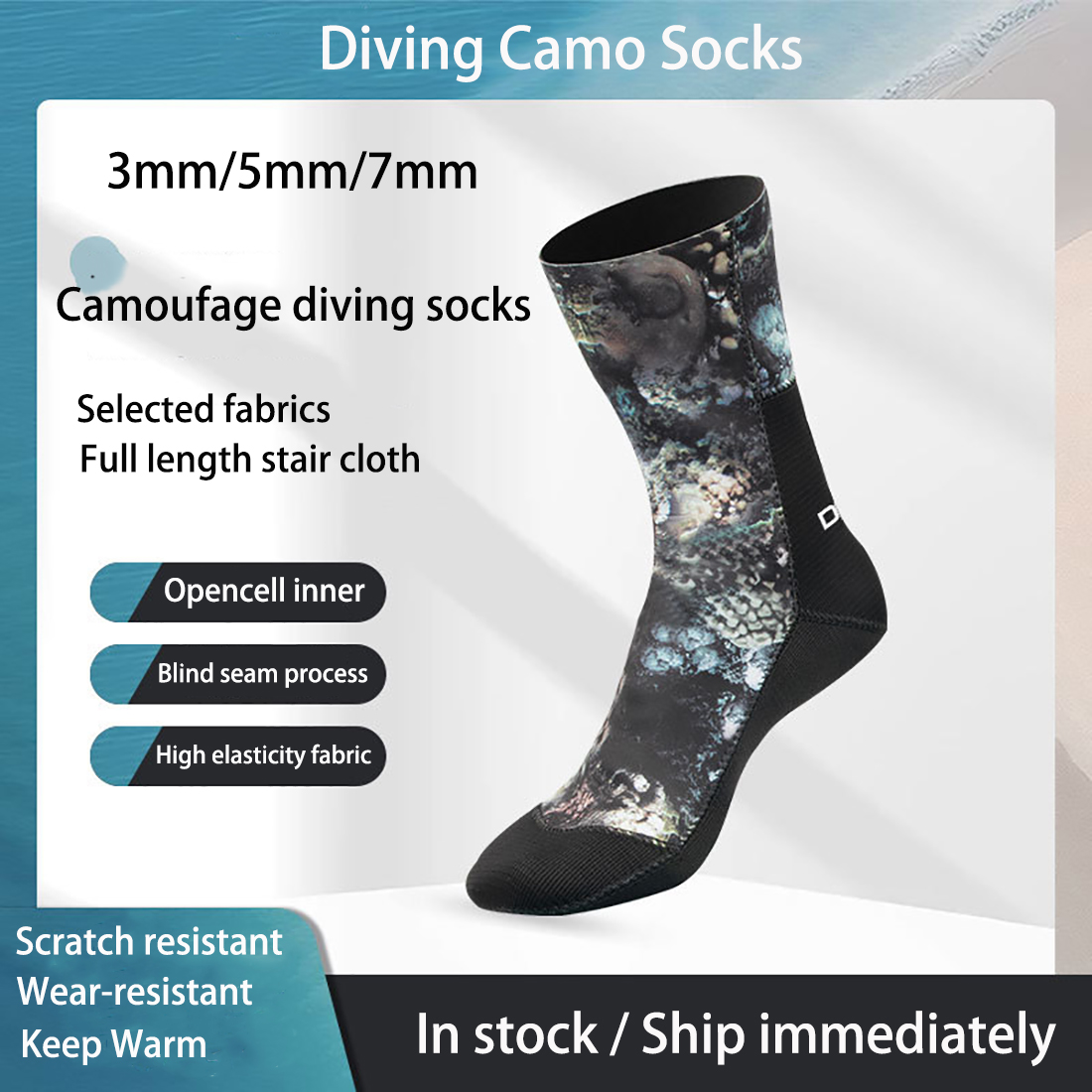 Women'S Shoes Neuropathy - 3/5/7mm Neoprene Camo Diving Socks Non-slip