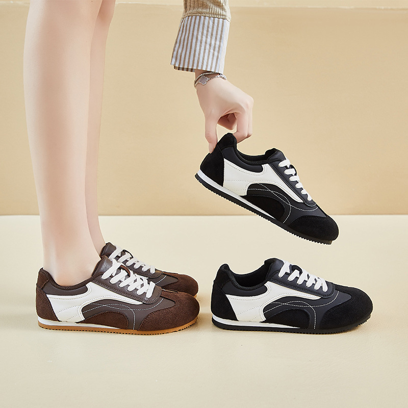 Women Shoes Running - Women's leather sports shoes, thick soled