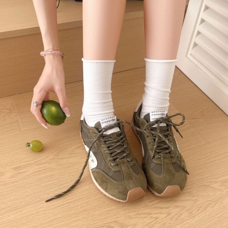 Women Shoes Running - Retro Color Block Sneakers Women Soft