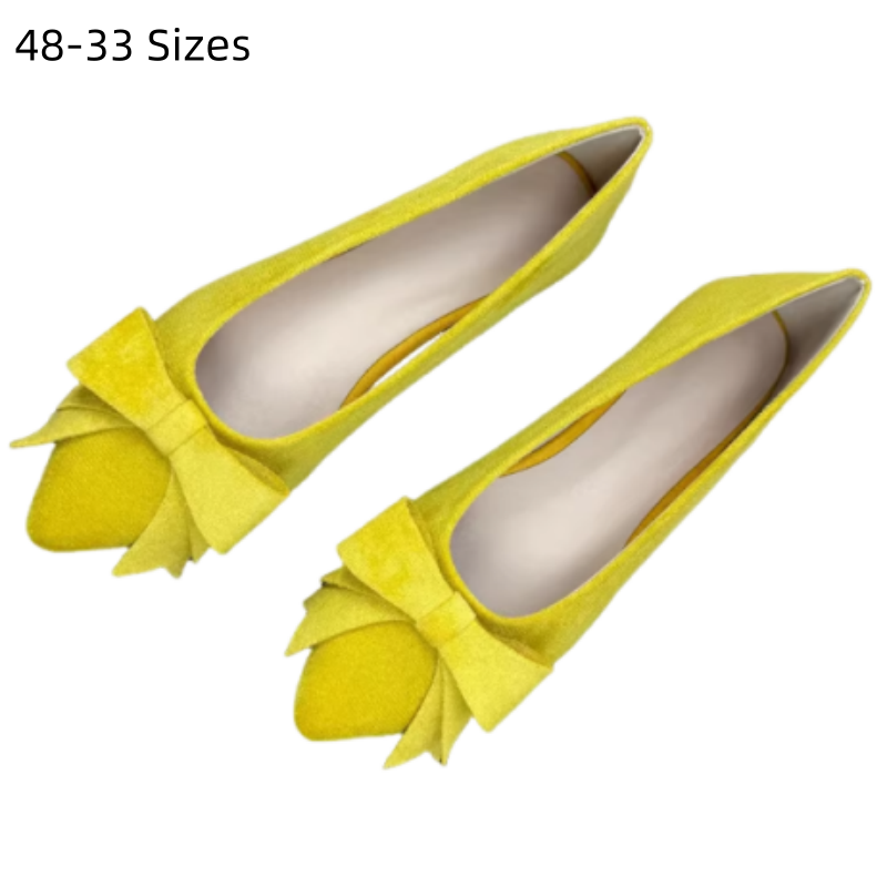 Women Shoes For Big Feet - Lady Flock Butterfly Lemon Yellow Flats