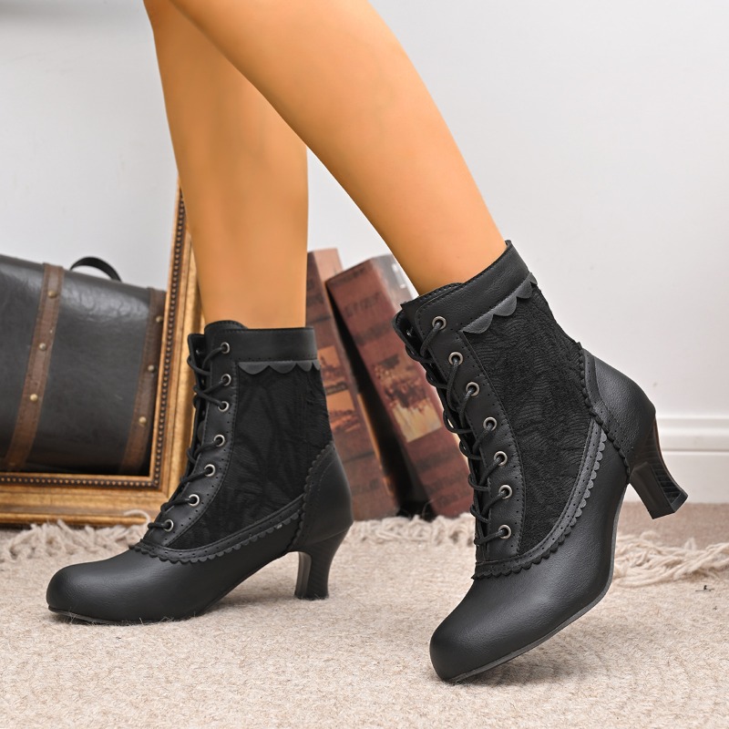 Court Heel Pointed - Women Closed Toe Med Heel Lace
