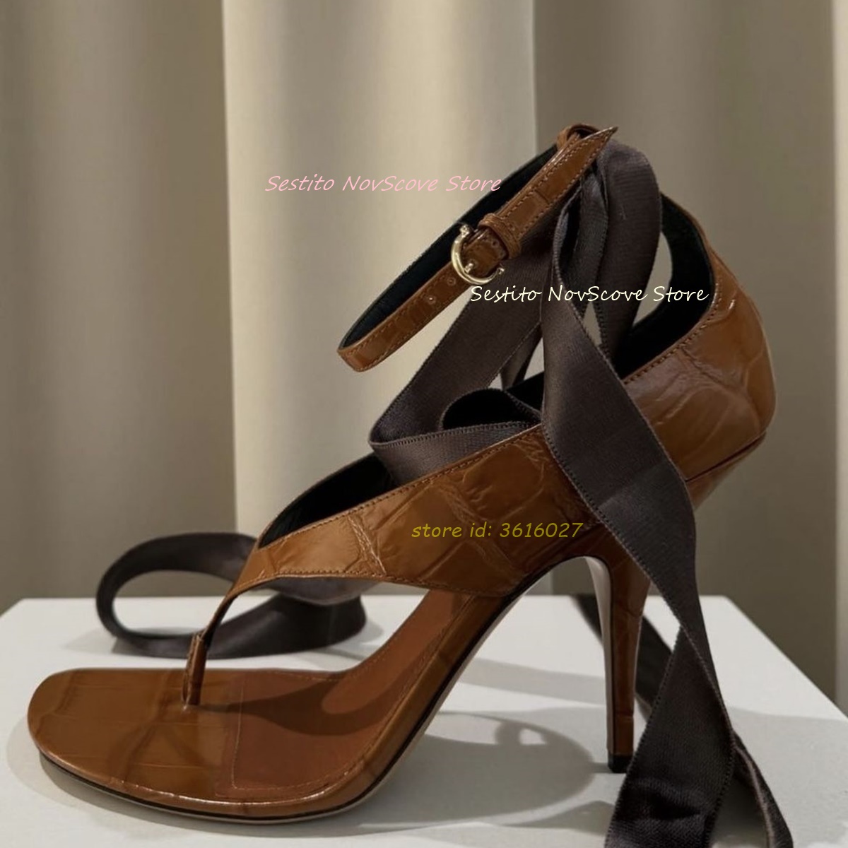 Women Shoes Formal - Brown Open Toe Lace Up Sandals