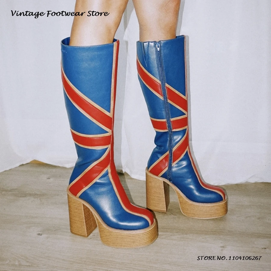 Patchwork Leather Platfrom Kne - đánh giá và giá Knee High Boots Women