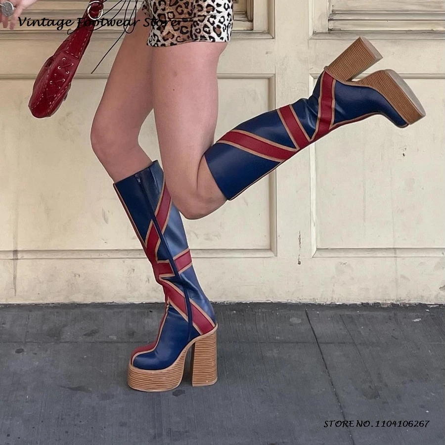 Patchwork Leather Platfrom Kne - đánh giá và giá Knee High Boots Women