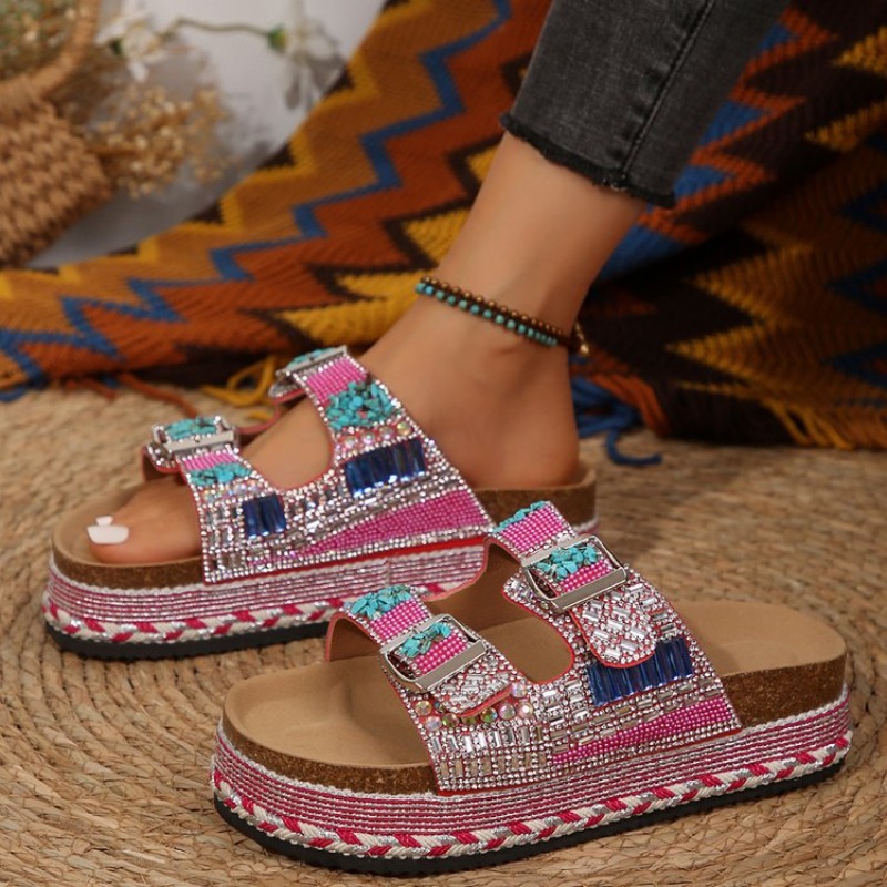 Fashion Pink Beaded Platform W - đánh giá và giá Cork Wedge Sandal