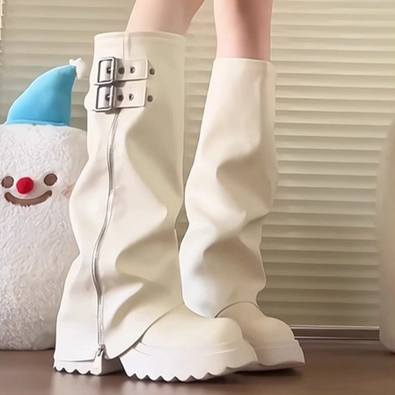 Punk Style Splicing Thick Bott - đánh giá và giá Knee High Boots Women