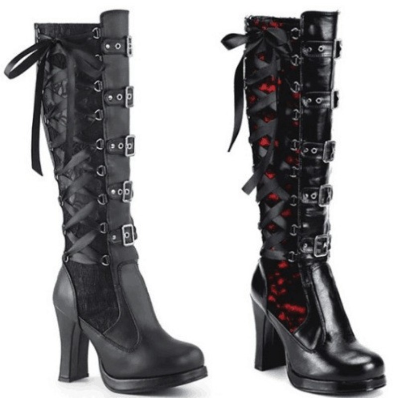 Punk Gothic Style Women's Knee - đánh giá và giá Knee High Boots Women