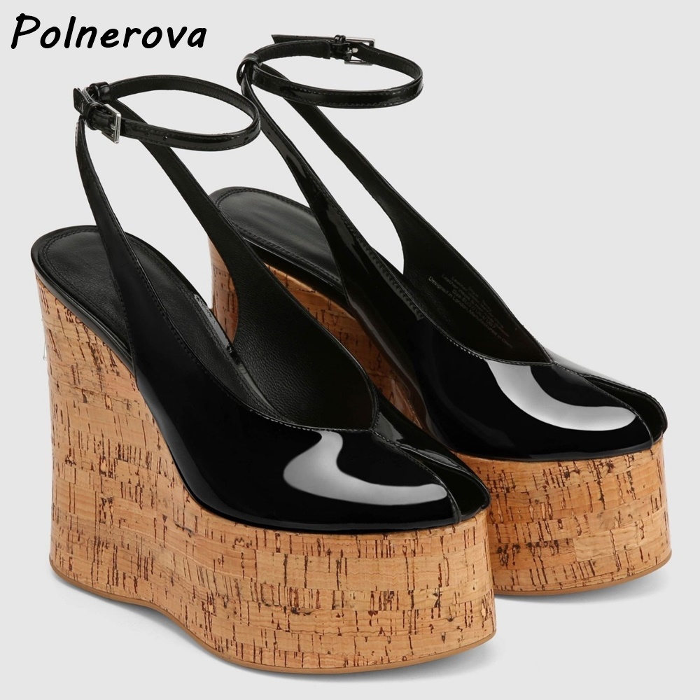 Patent Leather Wedge Platform  - đánh giá và giá Cork Wedge Sandal